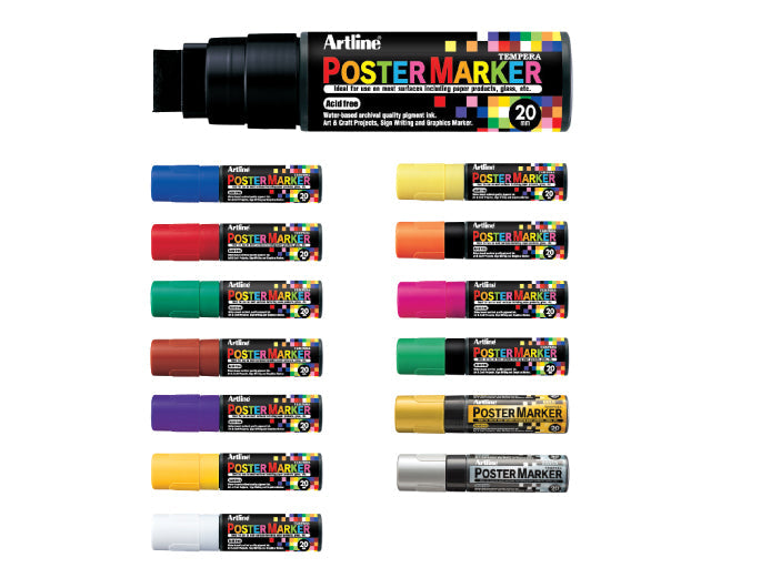 20mm Chisel Poster Markers - Sold by the Dozen